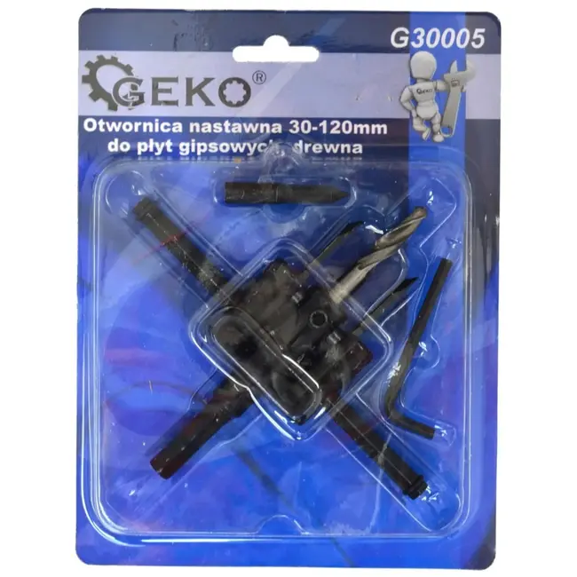 GEKO Verstelbare gatenzaag - 30-120 mm - Voor hout en gipsplaten - Inclusief boor