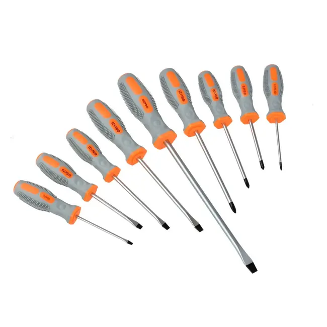 GEKO Schroevendraaierset - 9-delig - CrV staal - Magnetische punten - Oranje-grijs