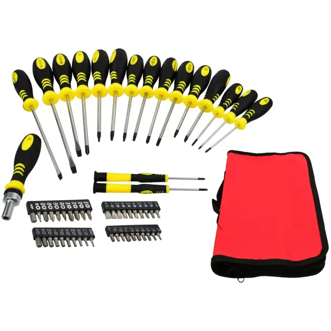 GEKO 59-delige schroevendraaierset - veelzijdig - zwart-geel - CRV staal