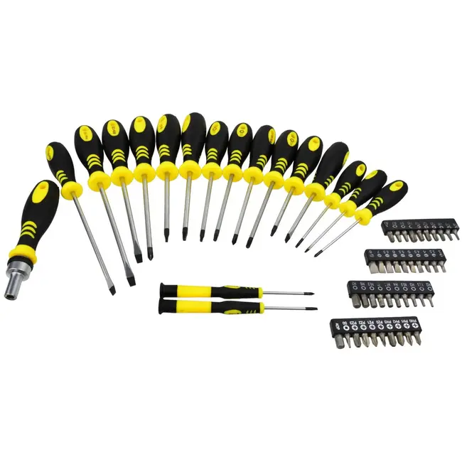GEKO 59-delige schroevendraaierset - veelzijdig - zwart-geel - CRV staal