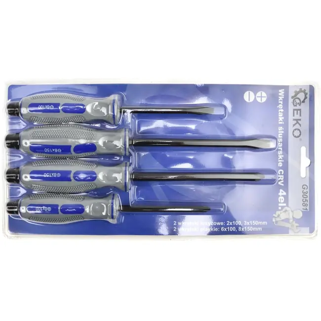 GEKO Schroevendraaierset - CrV Staal - Magnetische Punt - 4-delig