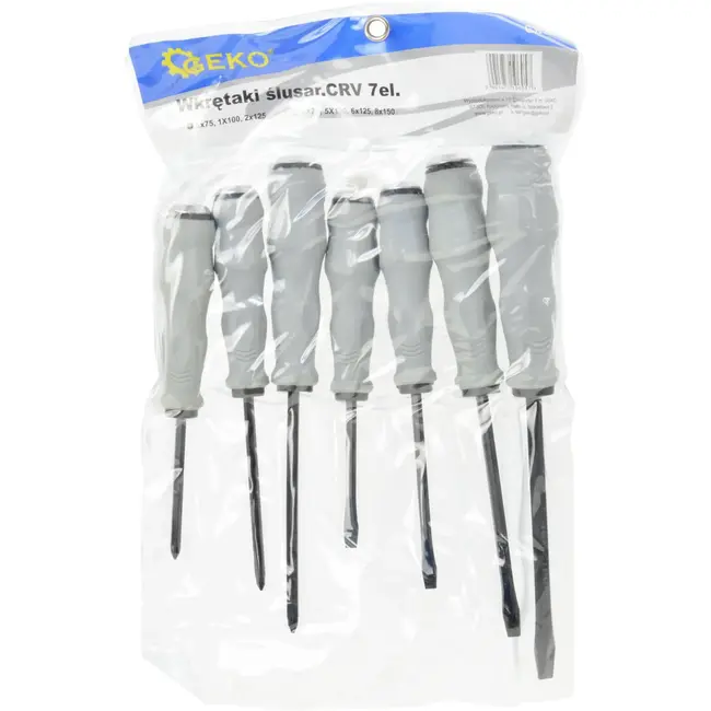 GEKO Set van 7 schroevendraaiers - CrV staal - Ergonomisch - Voor hamergebruik