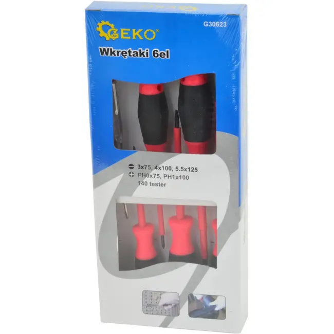 GEKO Isolatie schroevendraaierset - 6-delig - Inclusief spanningszoeker - Diverse maten