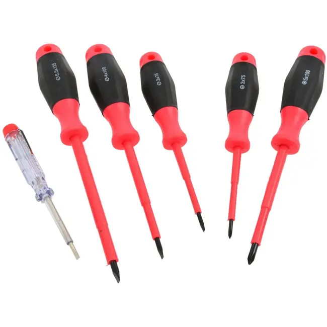 GEKO Isolatie schroevendraaierset - 6-delig - Inclusief spanningszoeker - Diverse maten