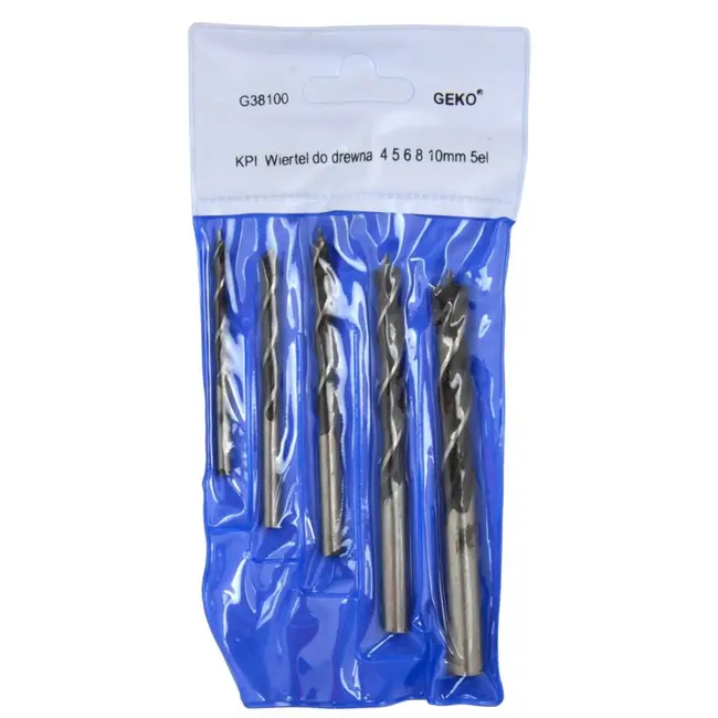 GEKO Houtboorset - 5-delig - Spiraalvormig - 4-10 mm - Staal