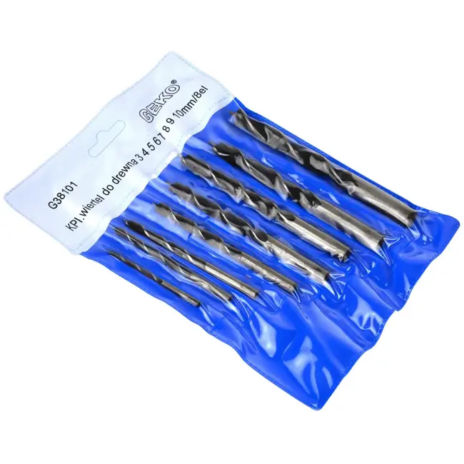 GEKO Houtboor set - 8-delig - Spiraalboren - 3-10 mm - Staal