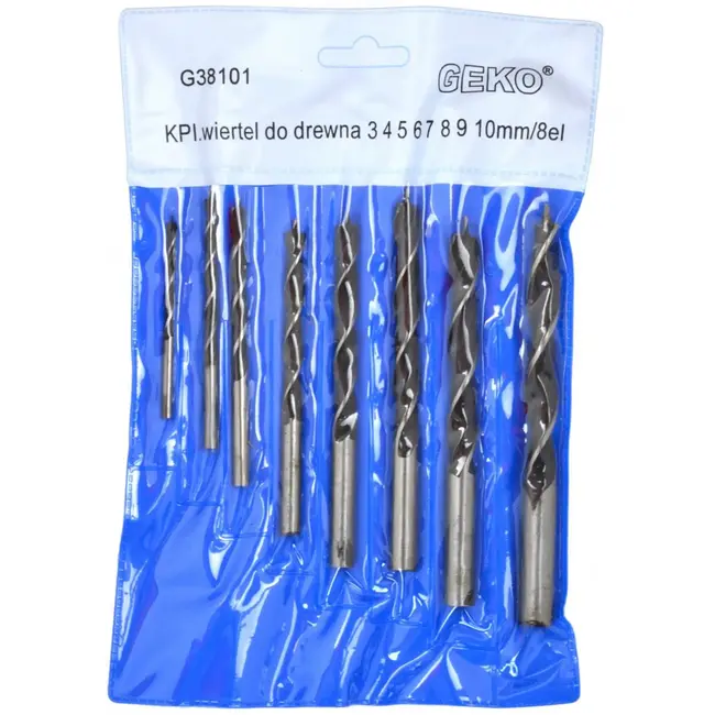 GEKO Houtboor set - 8-delig - Spiraalboren - 3-10 mm - Staal