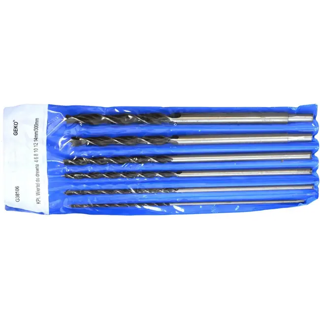 GEKO Houtborenset - 6-delig - Spiraalvormig - Centrerend - 300 mm lang