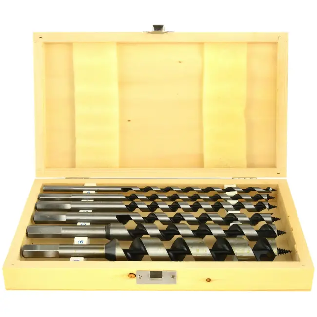 GEKO Houtborenset - 230mm - Zeshoekige Schacht - Houten Koffer - 6 stuks