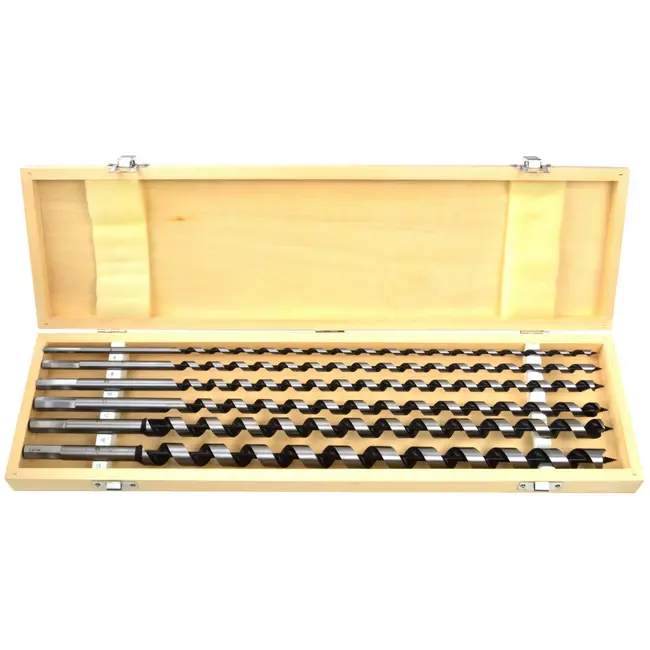 GEKO Boorbitsen set - extra lange lengte - scherpe snijkanten - 6 maten - houtbewerking