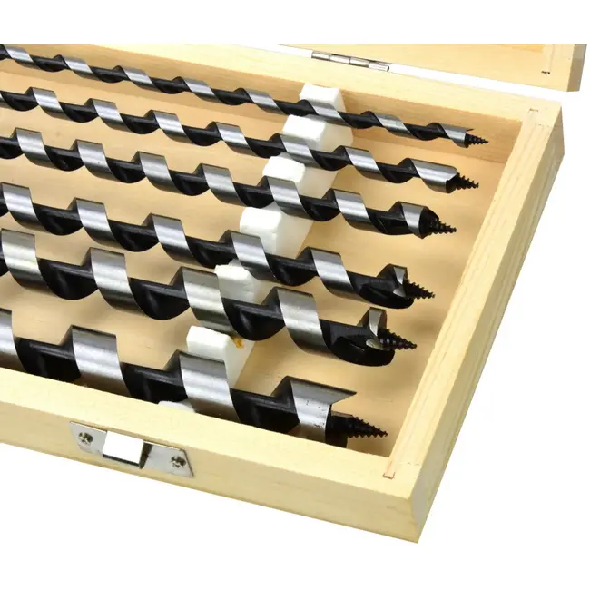 GEKO Boorbitsen set - extra lange lengte - scherpe snijkanten - 6 maten - houtbewerking