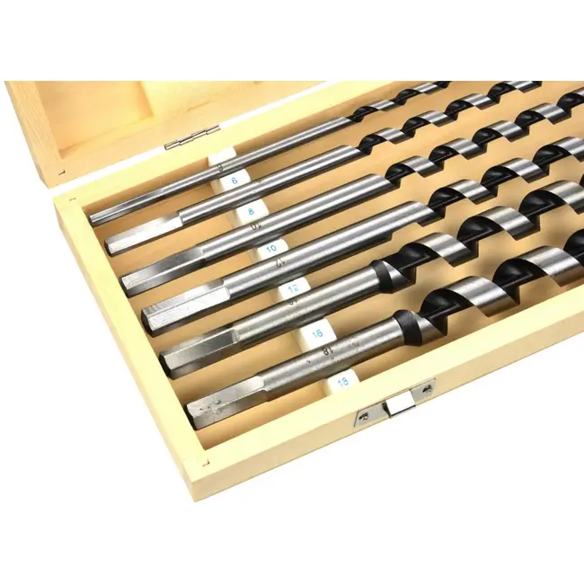 GEKO Boorbitsen set - extra lange lengte - scherpe snijkanten - 6 maten - houtbewerking