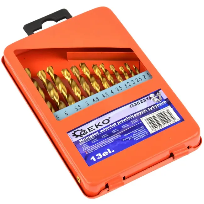 GEKO Titanium gecoate metaalborenset - 13-delig - 1,5-6,5 mm - HSS staal