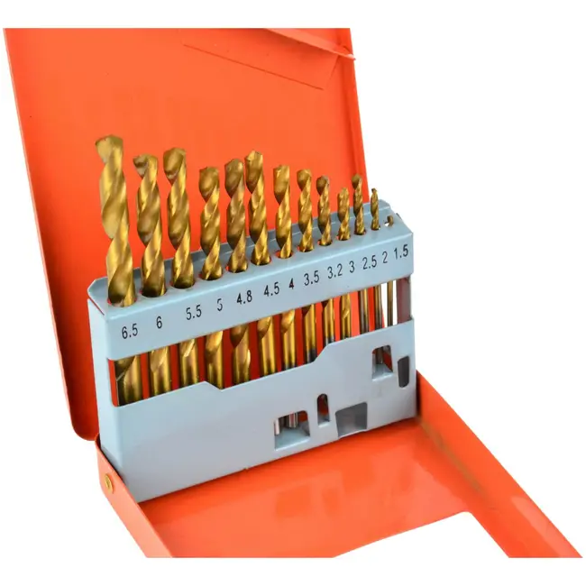 GEKO Titanium gecoate metaalborenset - 13-delig - 1,5-6,5 mm - HSS staal