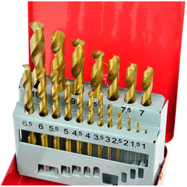 GEKO Titanium gecoate metaalborenset - 19 stuks - 1-10 mm - HSS staal