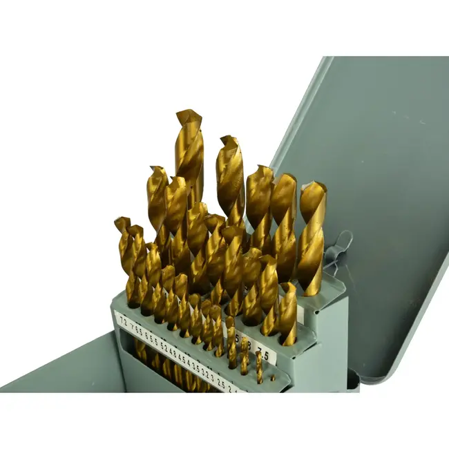 GEKO 28-delige metaalborenset - titanium coating - HSS staal - 1,5-13 mm - metaalbox