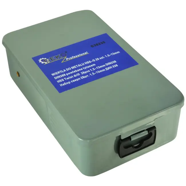 GEKO 28-delige metaalborenset - titanium coating - HSS staal - 1,5-13 mm - metaalbox