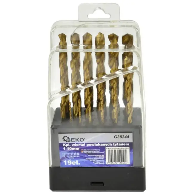 GEKO HSS-metaalborenset - Titaniumcoating - 19-delig - 1-10 mm