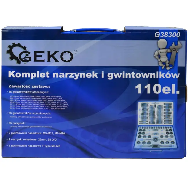 GEKO 110-delige metrische tap- en snijset - M2-M18 - Inclusief metalen koffer