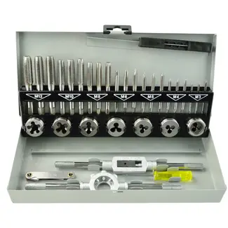 GEKO Taps en snijplaten set - M3-M12 - 32-delig - Hoogwaardige staal - Inclusief accessoires