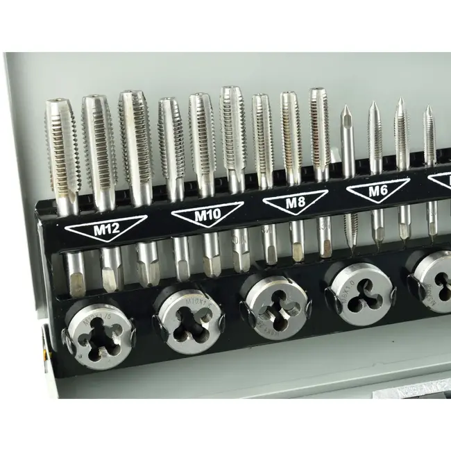 GEKO Taps en snijplaten set - M3-M12 - 32-delig - Hoogwaardige staal - Inclusief accessoires