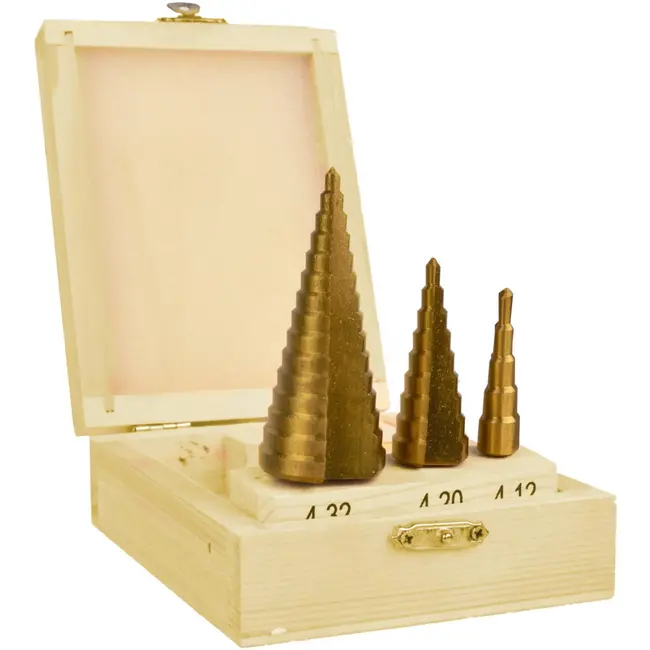 GEKO Set van 3 stapsboren - Titanium coating - 4-32 mm - Voor metaal en staal