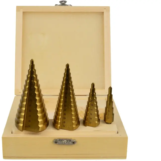 GEKO Stepboor set - Titanium coating - 4 stuks - Ø4-39 mm - HSS staal