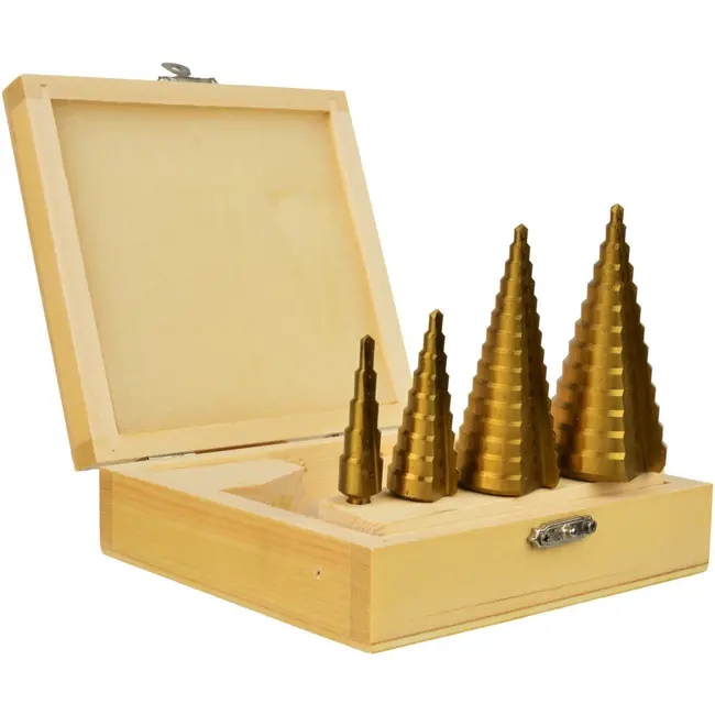 GEKO Stepboor set - Titanium coating - 4 stuks - Ø4-39 mm - HSS staal