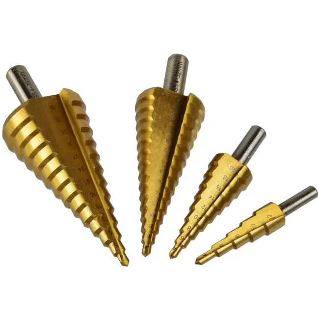 GEKO Stepboor set - Titanium coating - 4 stuks - Ø4-39 mm - HSS staal