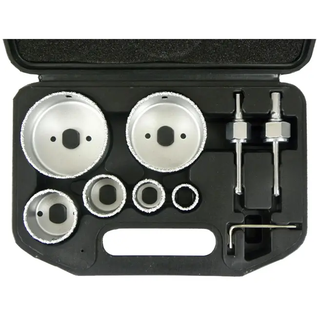 GEKO Gatenzaagset - 6-delig - Carbide Coating - 22-73mm - Inclusief Koffer