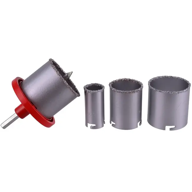 GEKO Diamant gatenzaag set - 4 stuks - 33-73 mm - HCS staal - Tungsten coating