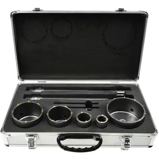 GEKO Hollow drill set - veelzijdige maten - inclusief adapters - 9-delig