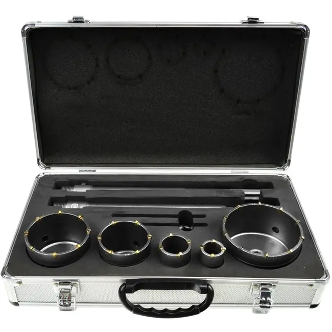 GEKO Hollow drill set - veelzijdige maten - inclusief adapters - 9-delig