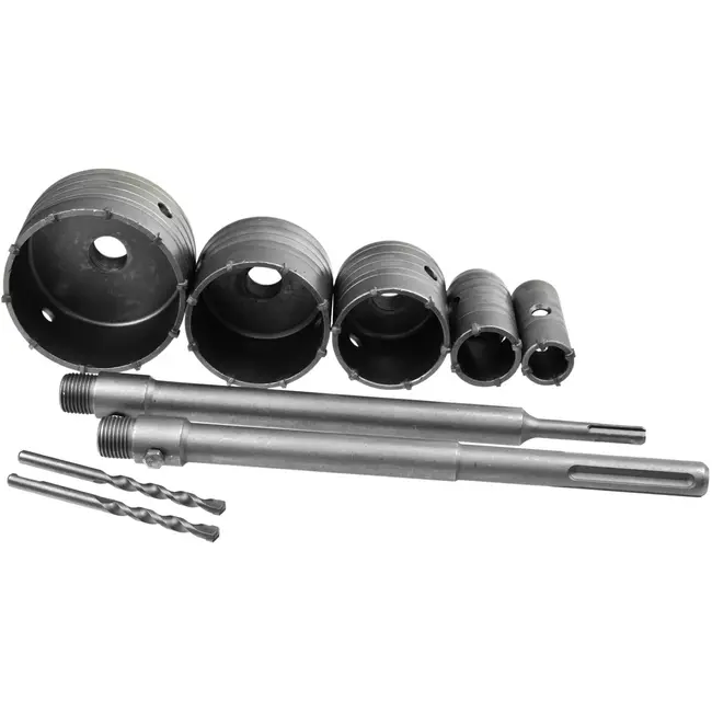 GEKO Hollow drill set - veelzijdige maten - inclusief adapters - 9-delig
