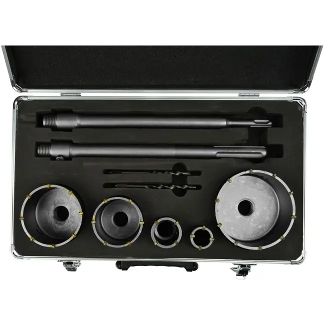 GEKO Hollow drill set - veelzijdige maten - inclusief adapters - 9-delig