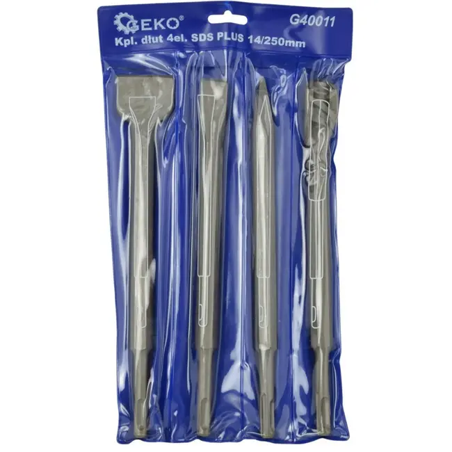 GEKO Beitelset - SDS Plus - 4-delig - 250 mm - Duurzame Staalconstructie
