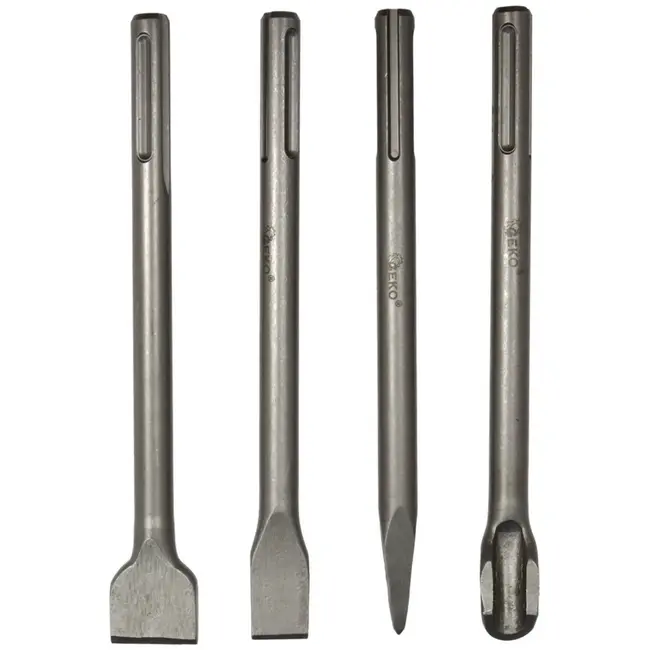 GEKO SDS MAX beitelset - 4-delig - robuuste staalconstructie - 250 mm lengte