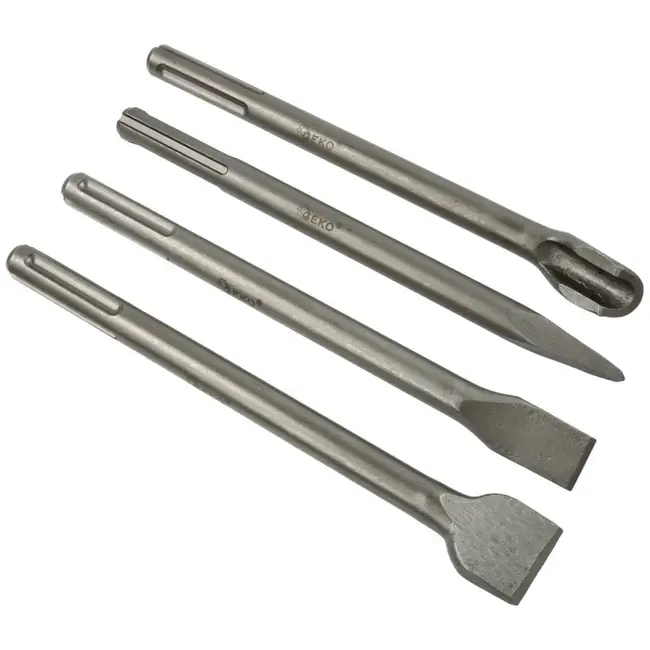 GEKO SDS MAX beitelset - 4-delig - robuuste staalconstructie - 250 mm lengte