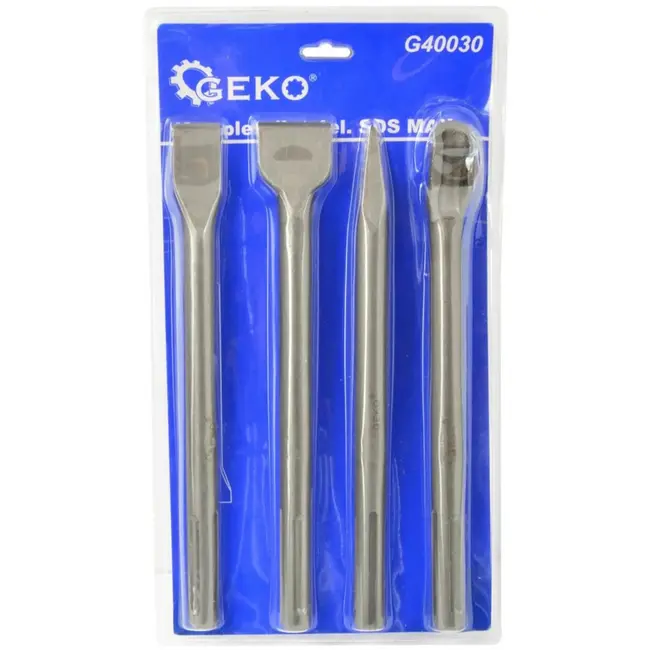 GEKO SDS MAX beitelset - 4-delig - robuuste staalconstructie - 250 mm lengte