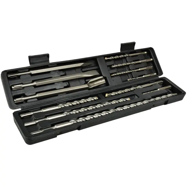 GEKO SDS Plus boor- en beitelset - 12-delig - Staal - Inclusief opbergkoffer