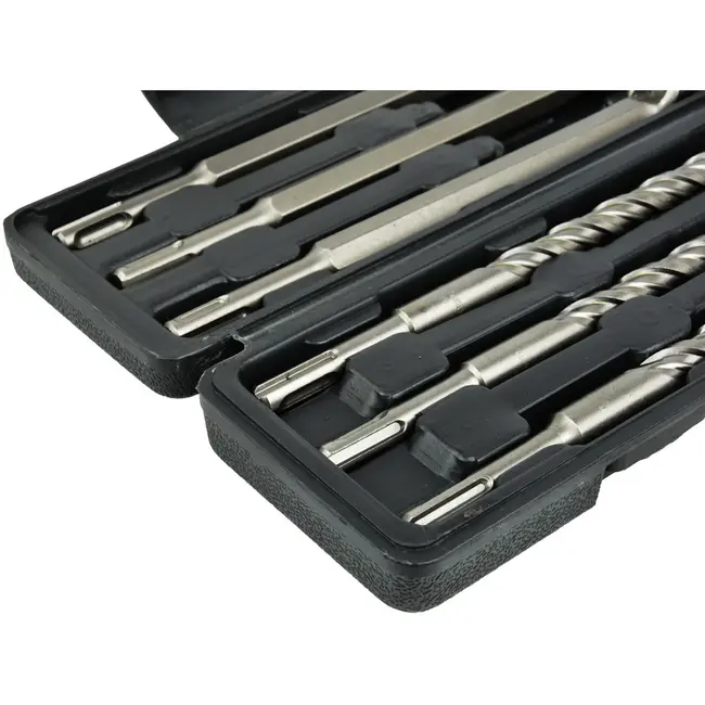 GEKO SDS Plus boor- en beitelset - 12-delig - Staal - Inclusief opbergkoffer