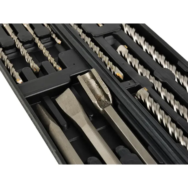 GEKO SDS Plus boor- en beitelset - 12-delig - Staal - Inclusief opbergkoffer