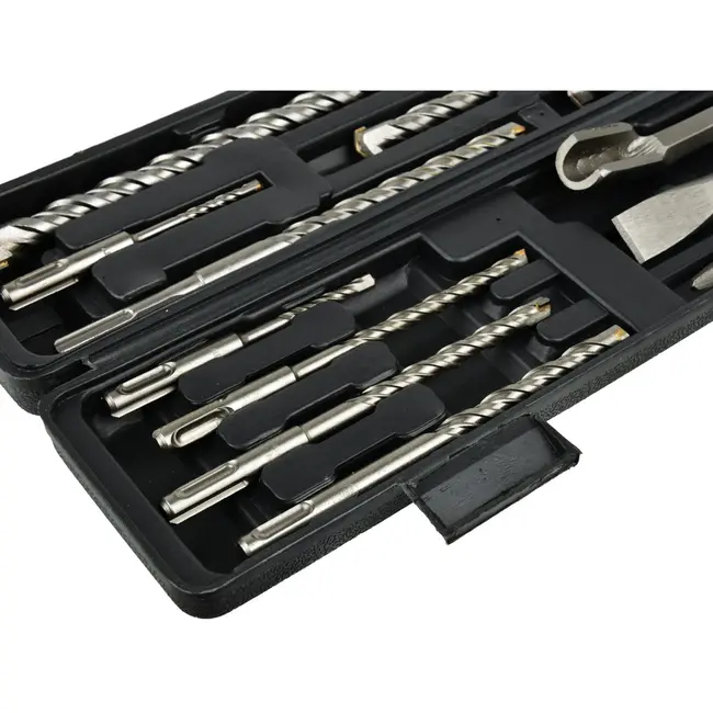 GEKO SDS Plus boor- en beitelset - 12-delig - Staal - Inclusief opbergkoffer