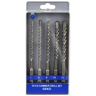 GEKO SDS hamerboor set - 5 stuks - 5-12 mm - Voor beton en steen