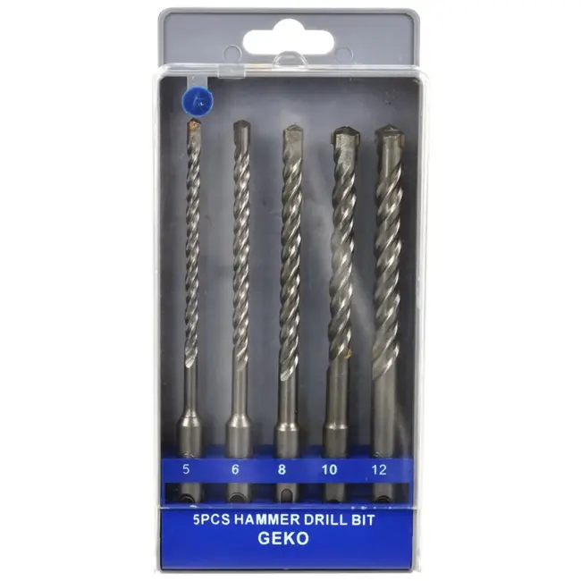 GEKO SDS hamerboor set - 5 stuks - 5-12 mm - Voor beton en steen
