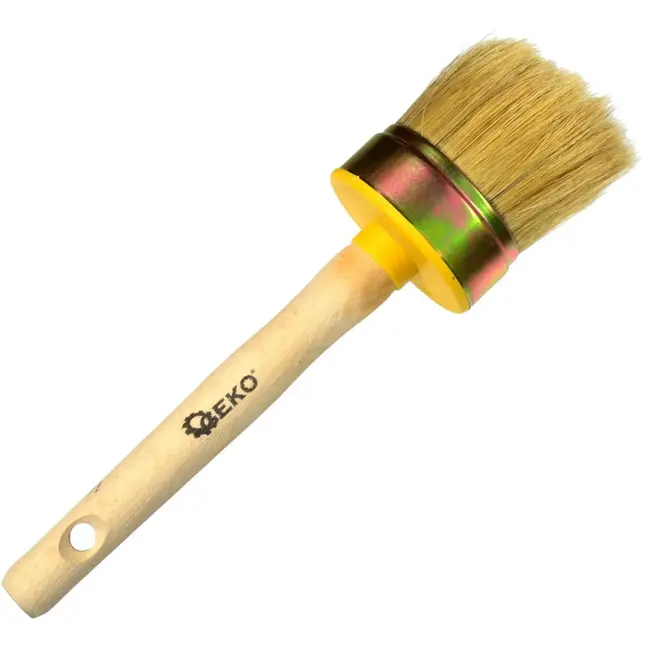 GEKO Ronde verfkwast - 100% natuurlijke haren - Houten handvat - 60 mm