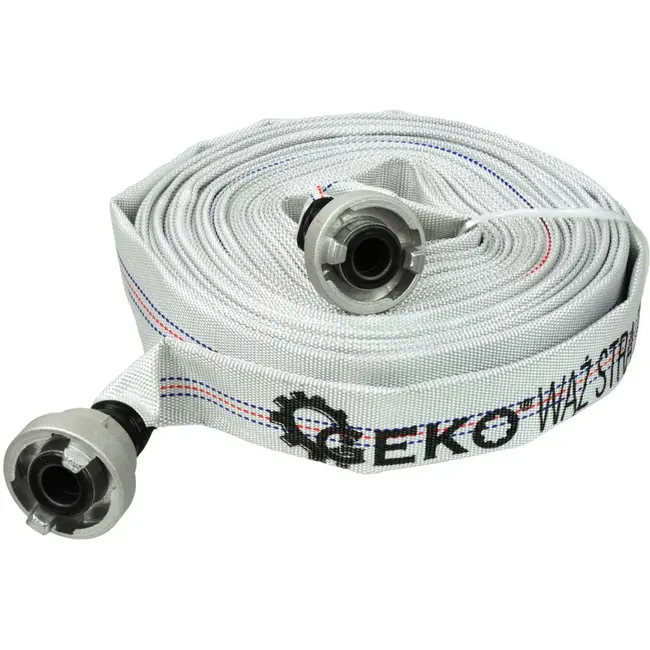 GEKO Brandweerslang - 20m - Snelkoppeling - 8 bar - Wit