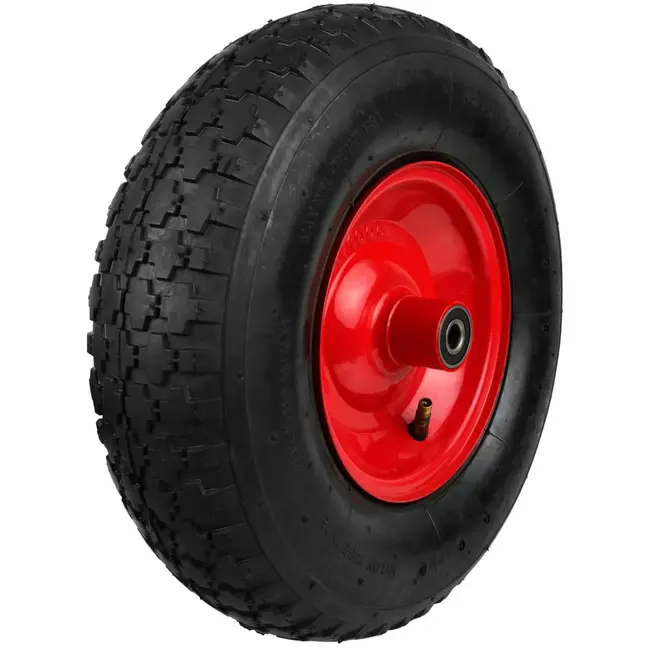 GEKO Rubberwiel voor kruiwagen - 90 kg draagkracht - 320 mm diameter - Met as inbegrepen