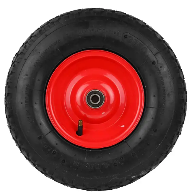 GEKO Rubberwiel voor kruiwagen - 90 kg draagkracht - 320 mm diameter - Met as inbegrepen
