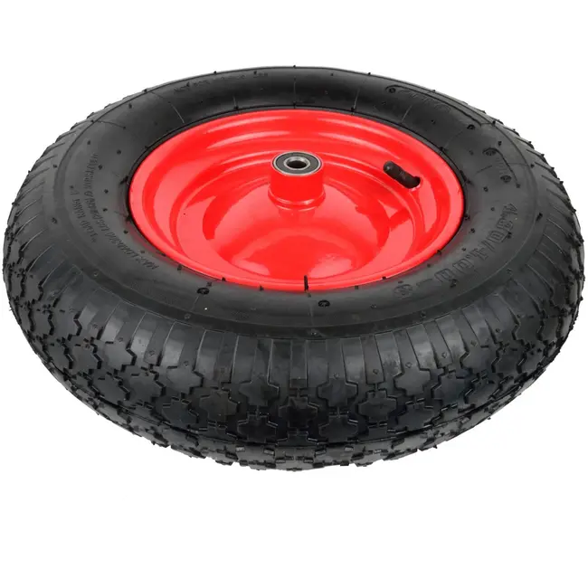 GEKO Rubberwiel - 100 kg draagkracht - Rode velg - Voor kruiwagens en karren